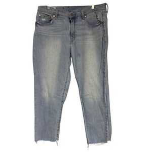 GAP Girlfriend Mid Rise Distressed Hem Crop Jeans Size 31/12R